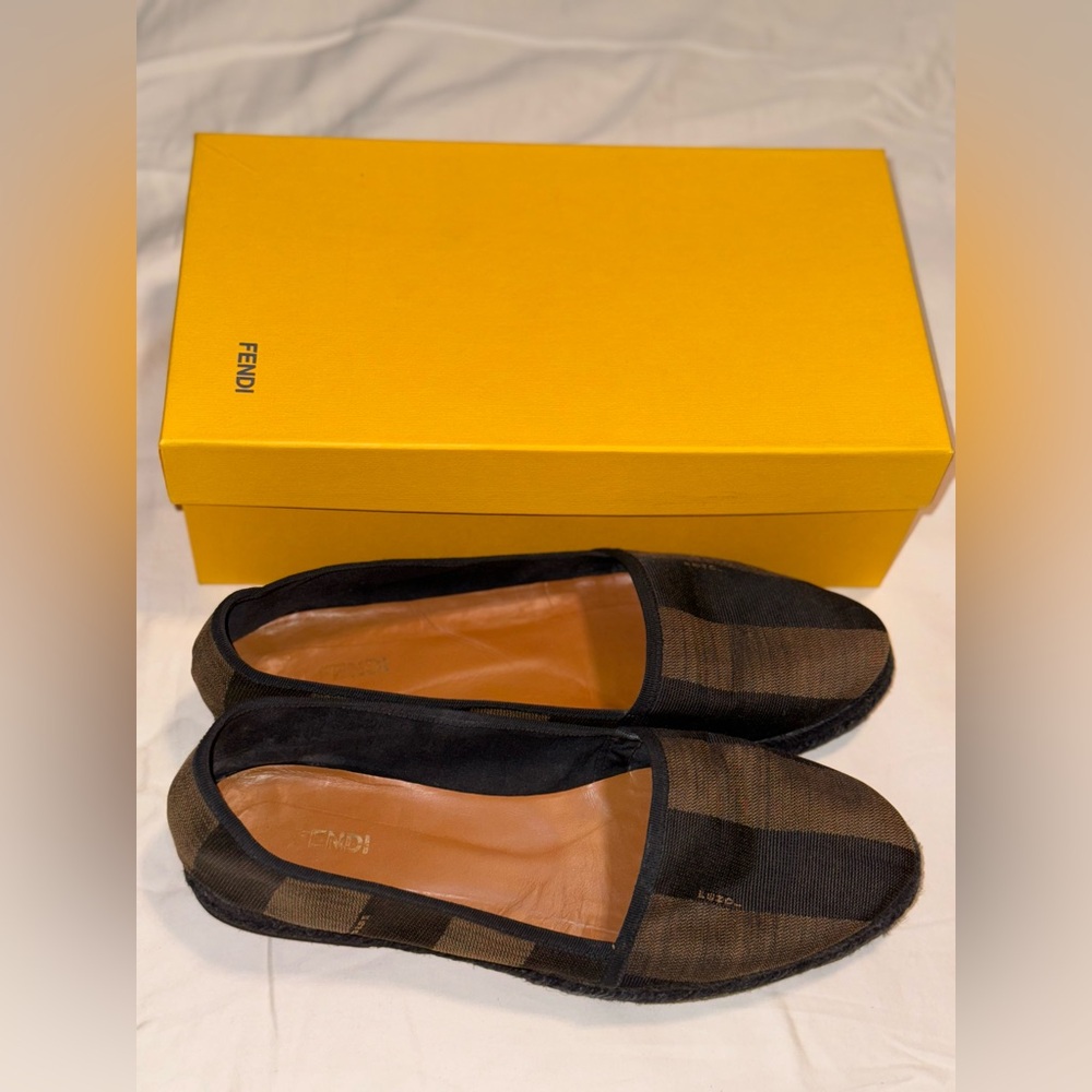Lovely Fendi Tobacco black flats.  My instep is too high. :(